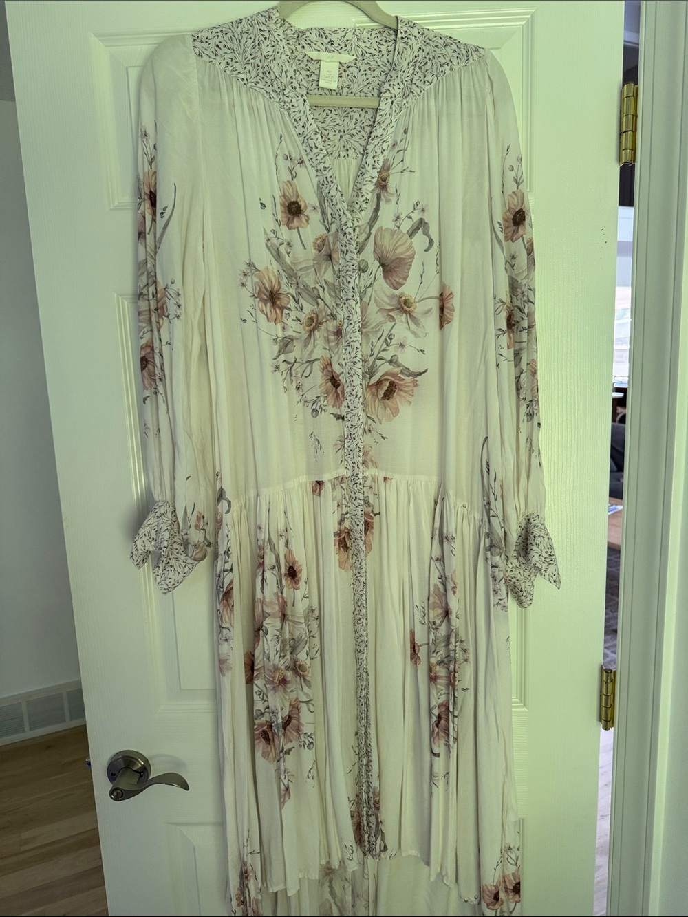 H&M Cream Maxi Dress with Muted Floral Print